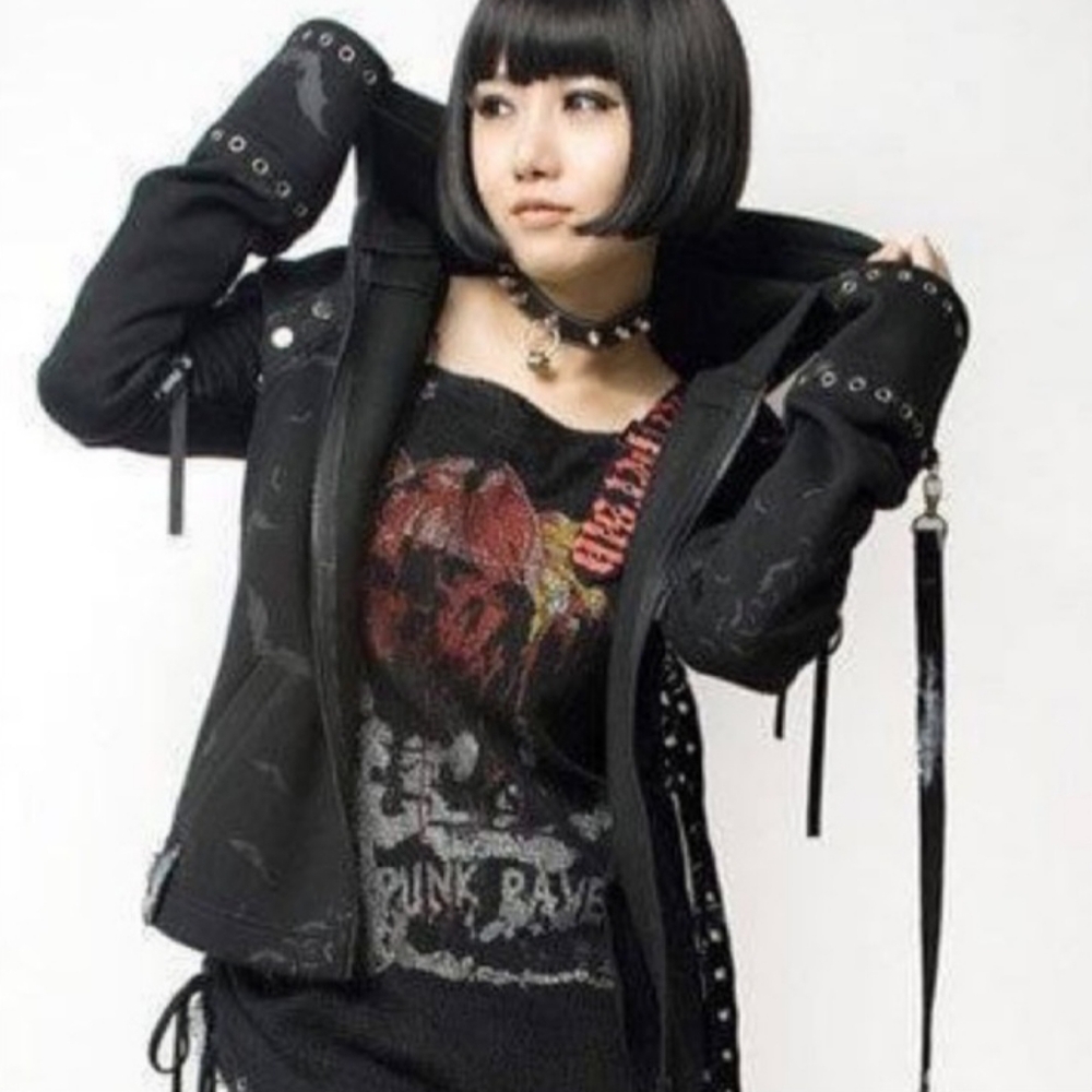 iso punk rave bat print bondage strap hoodie do no not buy .in search of